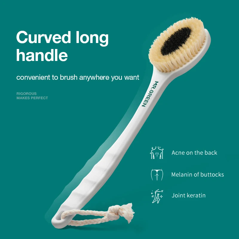 MR.GREEN Long Handle Boar Bristle Bath Brush Eco-Friendly Skin Care