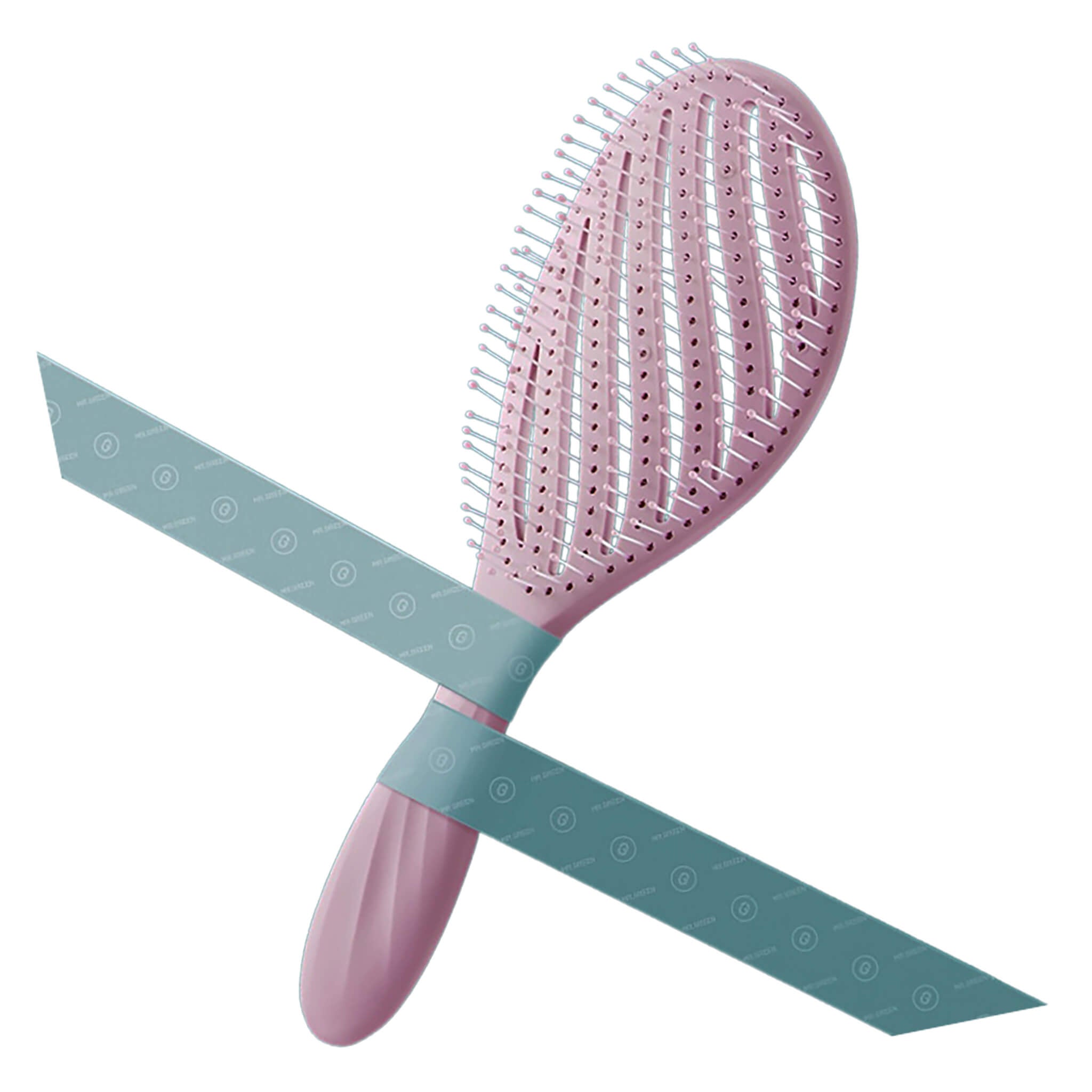 MR.GREEN Hollow-Out Vent Hair Brush—anti-static detangler with scalp-massage tips, quick-dry airflow body, pink.
