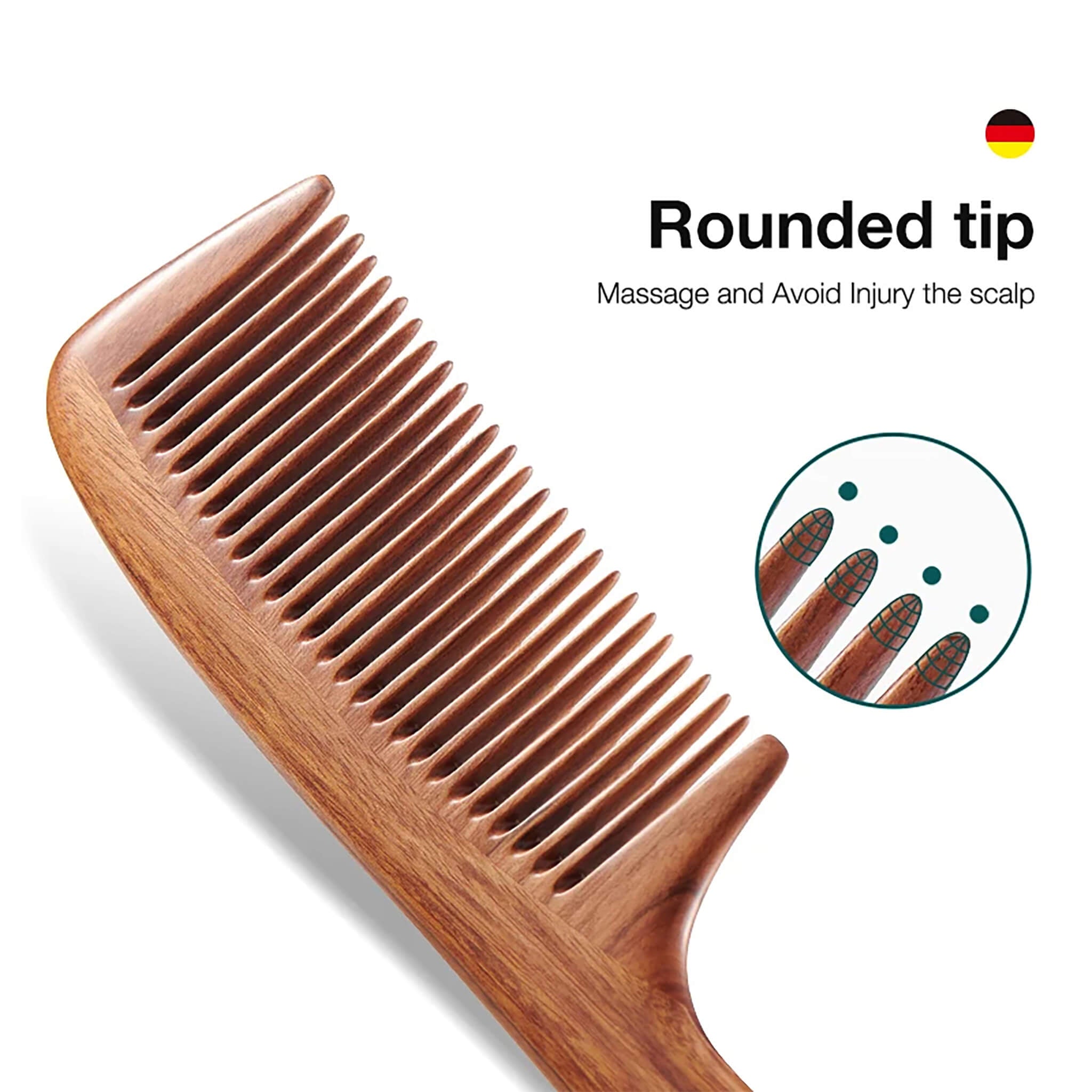Premium MR.GREEN Mopane wood splicing comb eco-friendly design with ergonomic handle and scalp massage