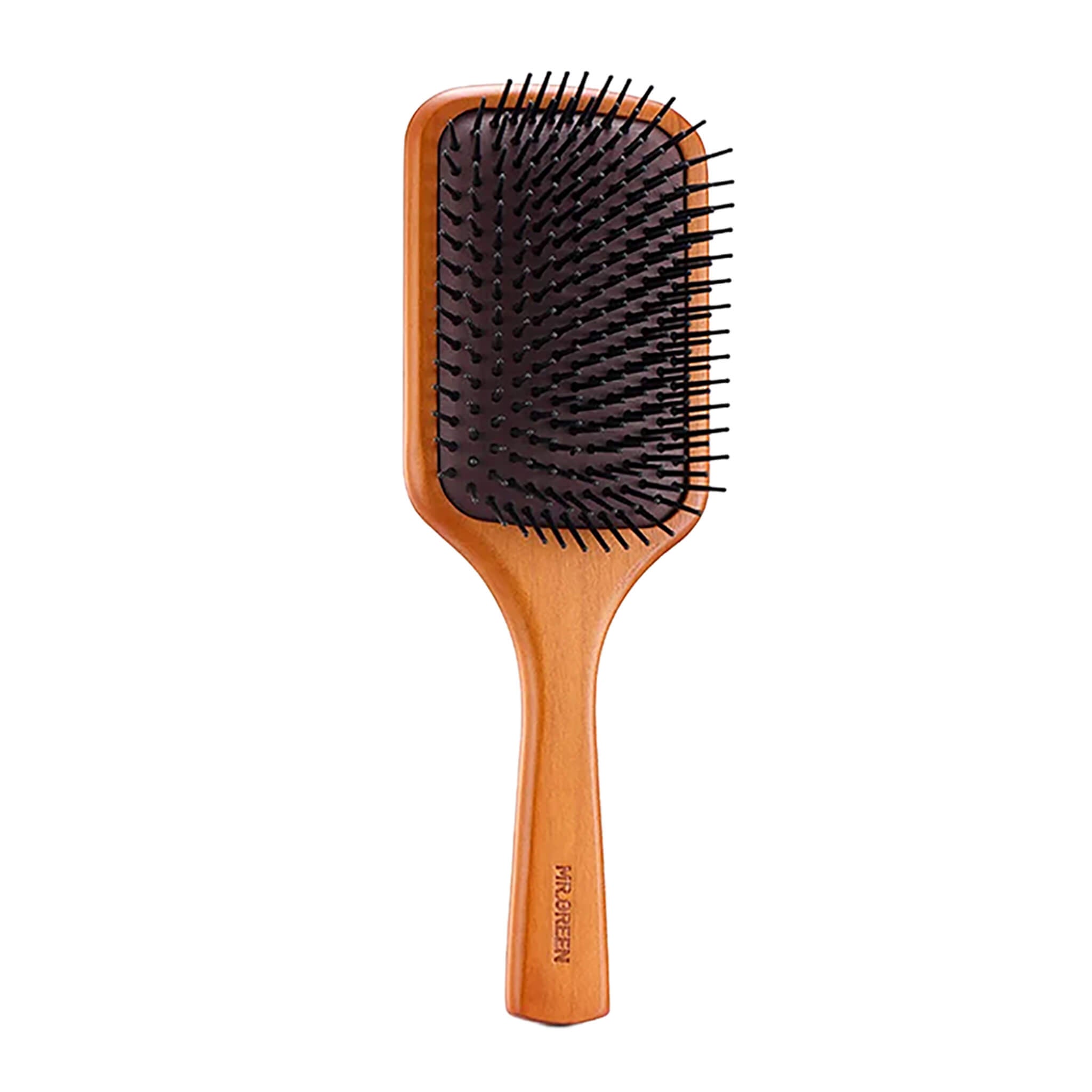 MR.GREEN Mr-7501 Large maple paddle brush with air-cushion pad and round tips for fast detangling and scalp massage.