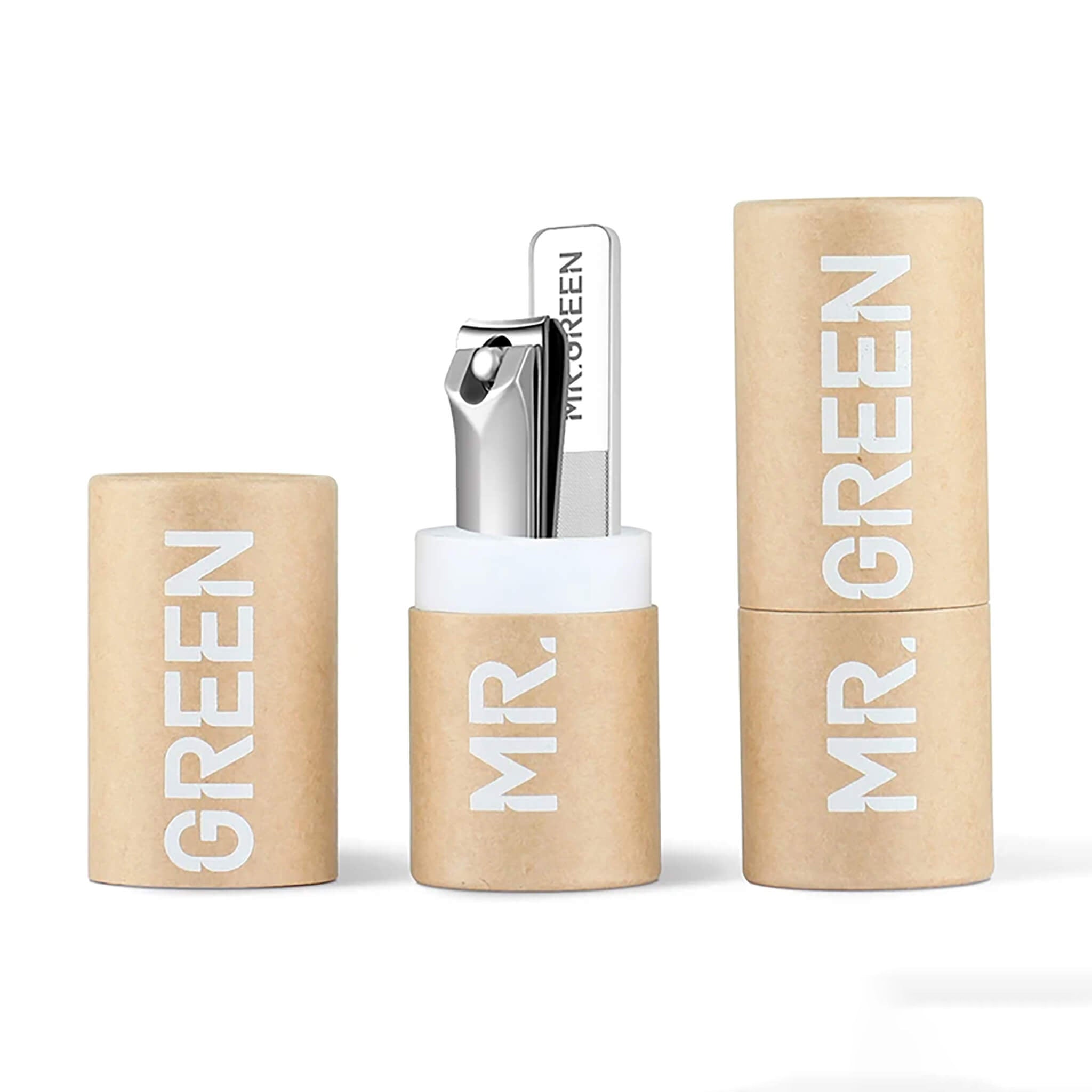 Cortaúñas MR.GREEN mediano con lima de vidrio nano en tubo kraft estuche de regalo profesional acero inoxidable