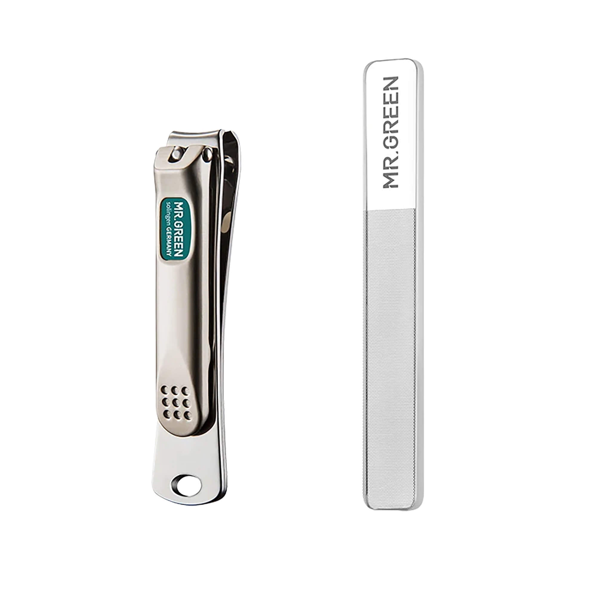 MR.GREEN MR-1113Plus medium nail clipper set with precision glass nail file durable stainless steel