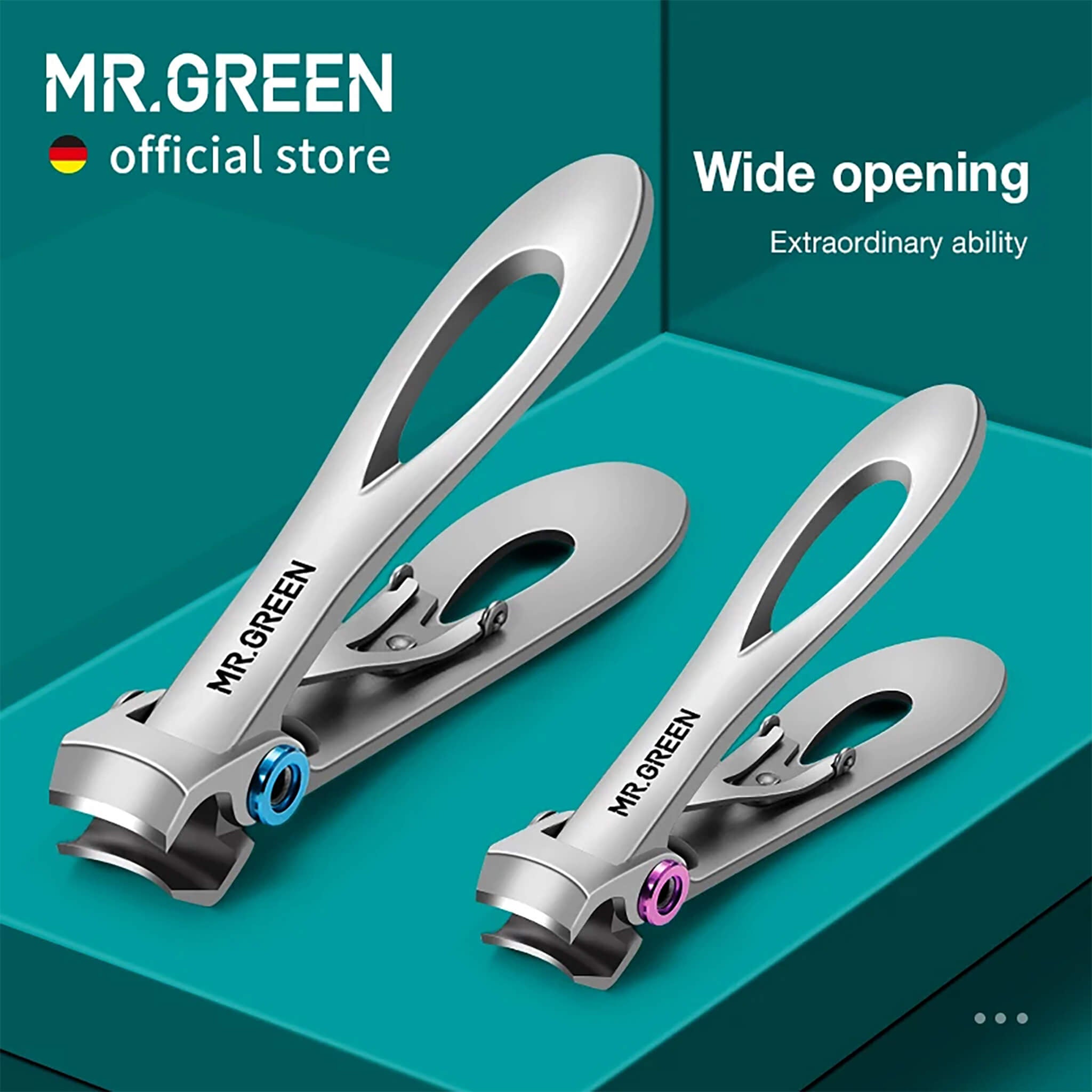 MR.GREEN heavy duty wide-jaw nail clippers, ergonomic stainless steel for thick toenails