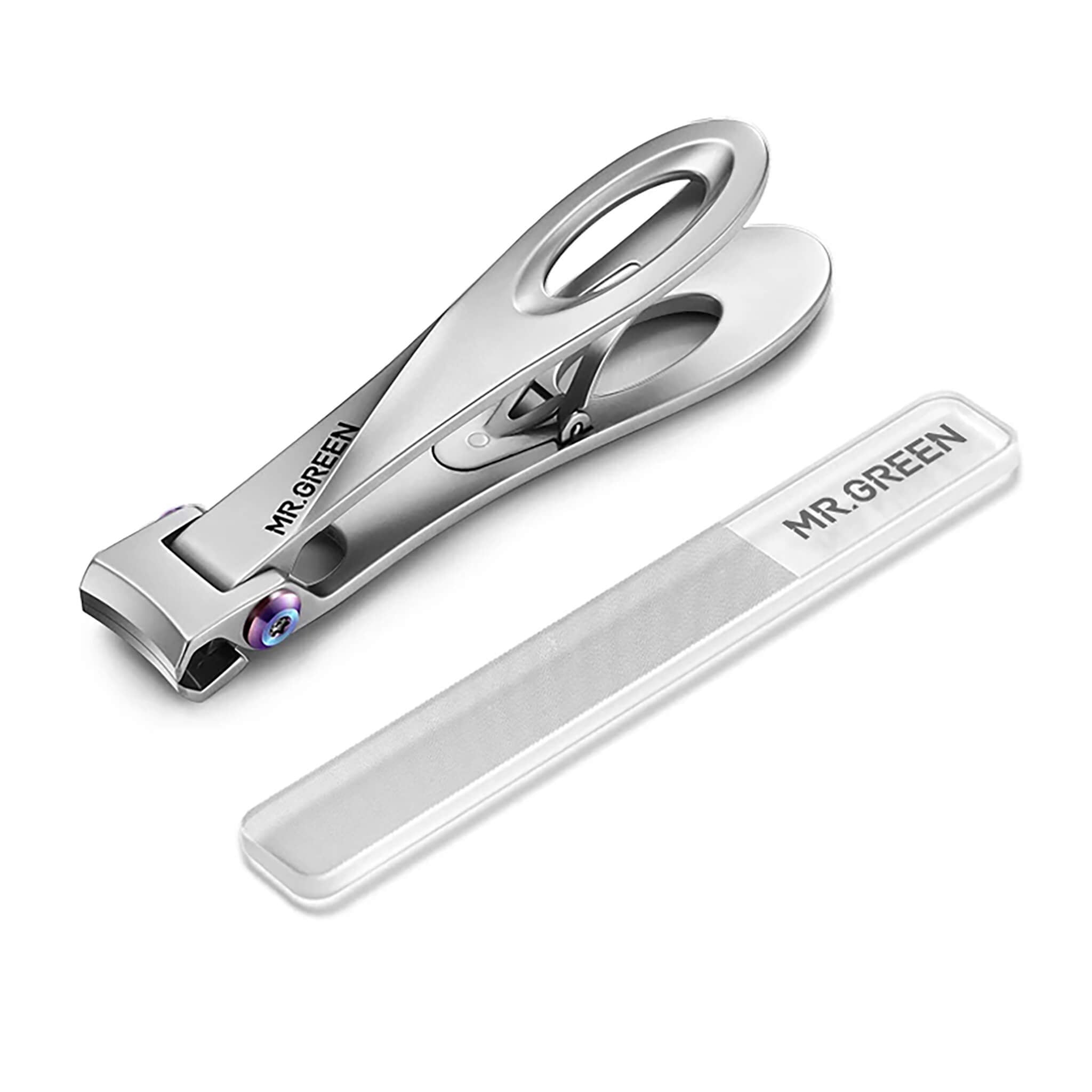 MR.GREEN Mr-9226 large clipper + glass nail file set for thick nails; smooth finish for salon-quality pedicures.