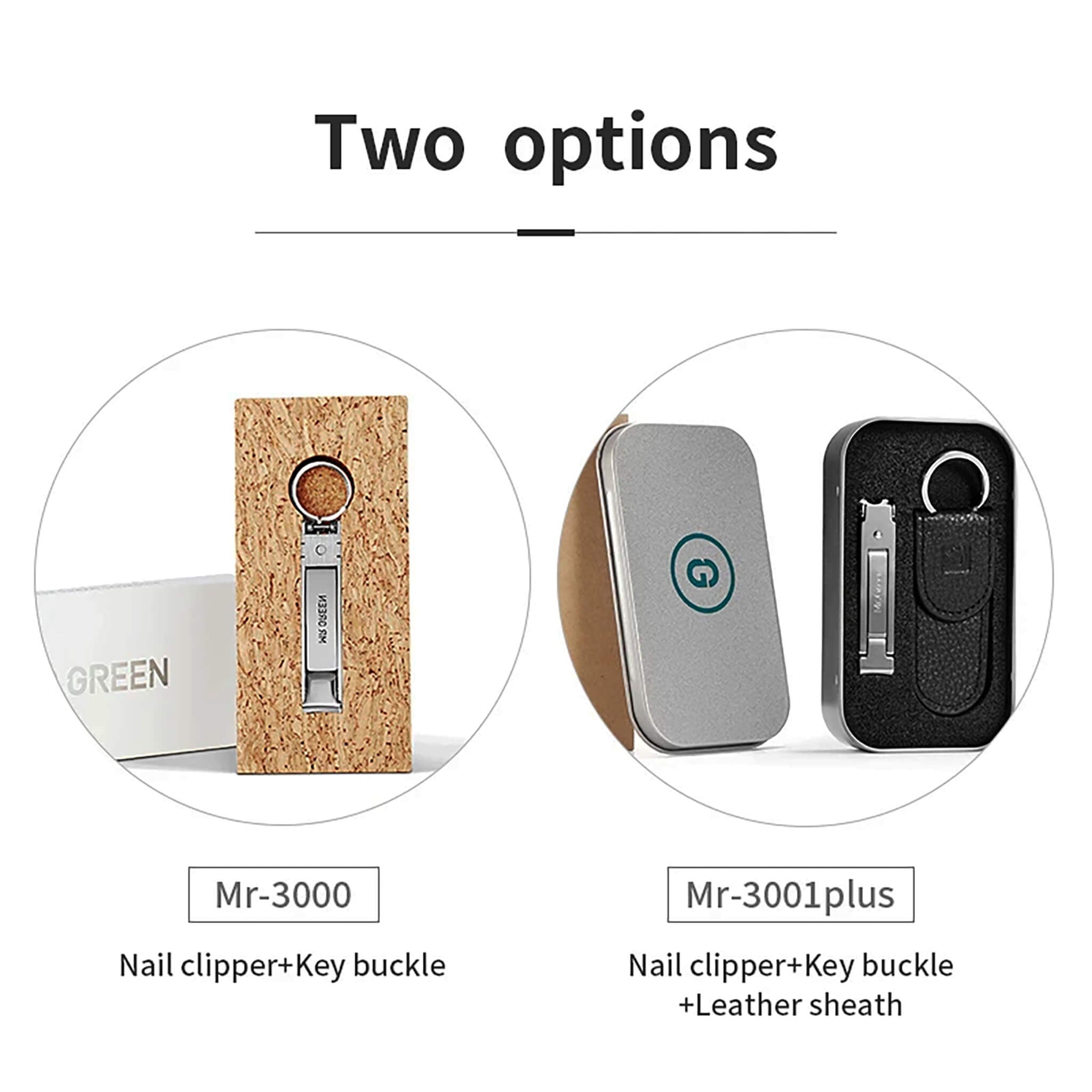 MR.GREEN tagliaunghie con portachiavi: opzioni Mr-3000 e Mr-3001plus con astuccio in pelle, idea regalo