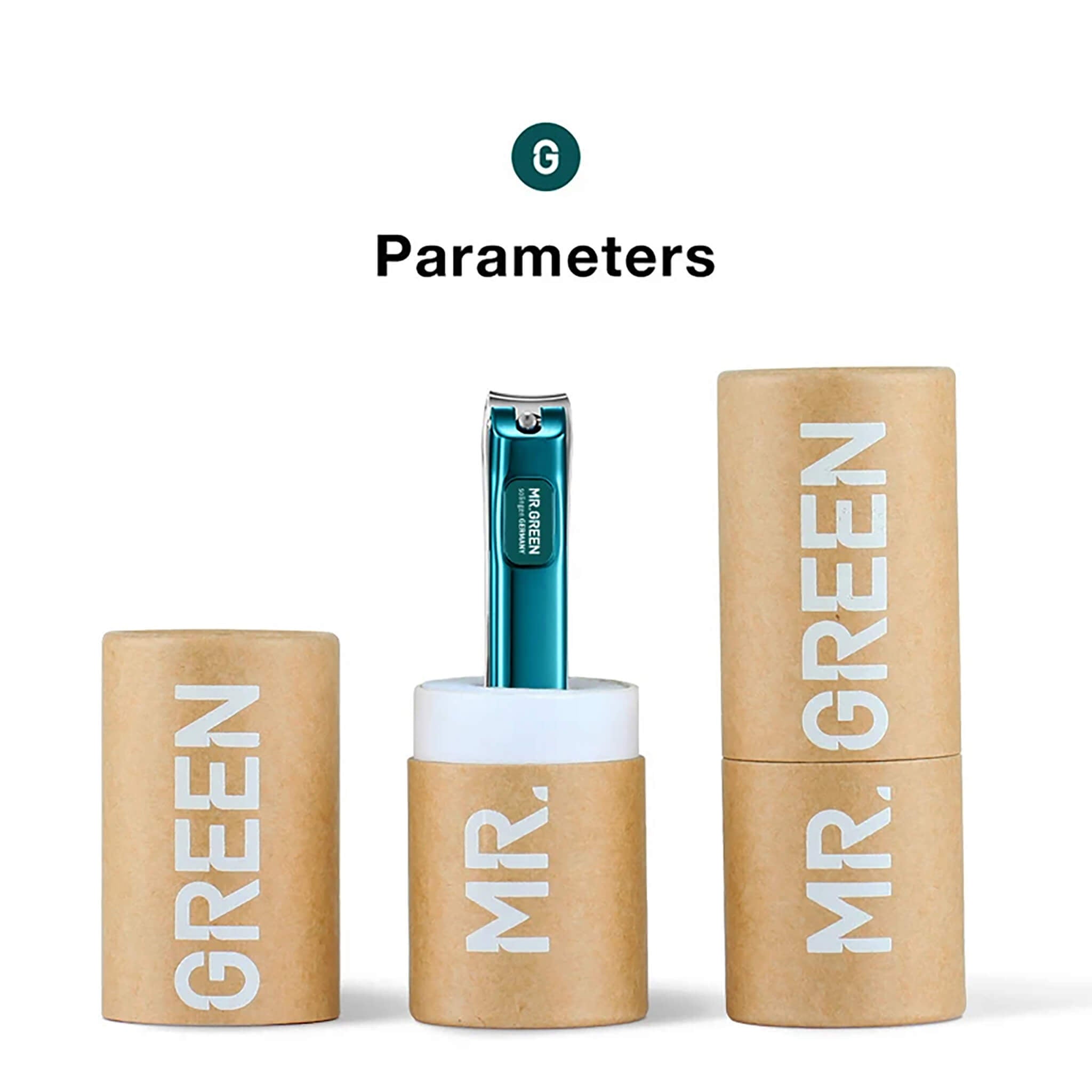 MR.GREEN parametri taglia media clipper unghie in acciaio inox confezione cilindrica eco-friendly elegante