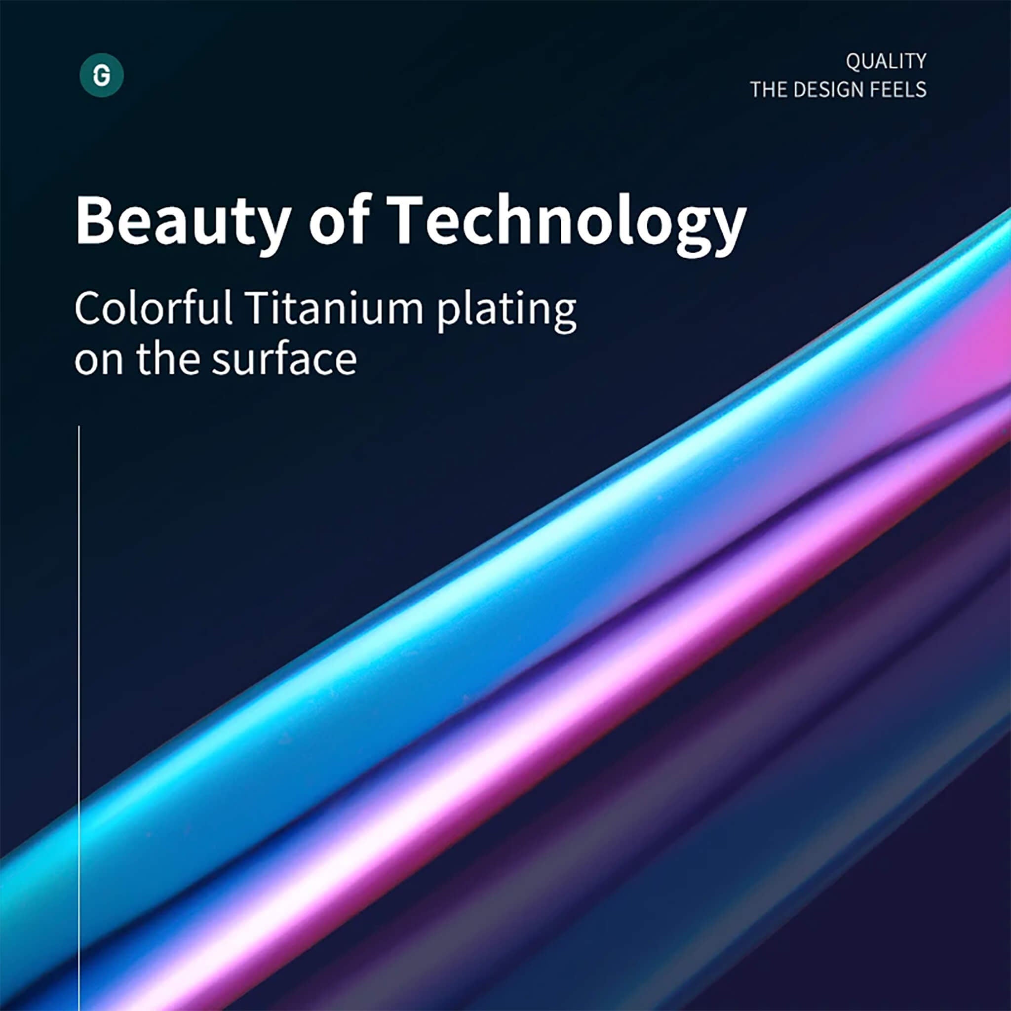 Finition titane colorée PVD sur la pince à cuticules MR.GREEN; surface lisse et résistante pour un look premium arc-en-ciel.