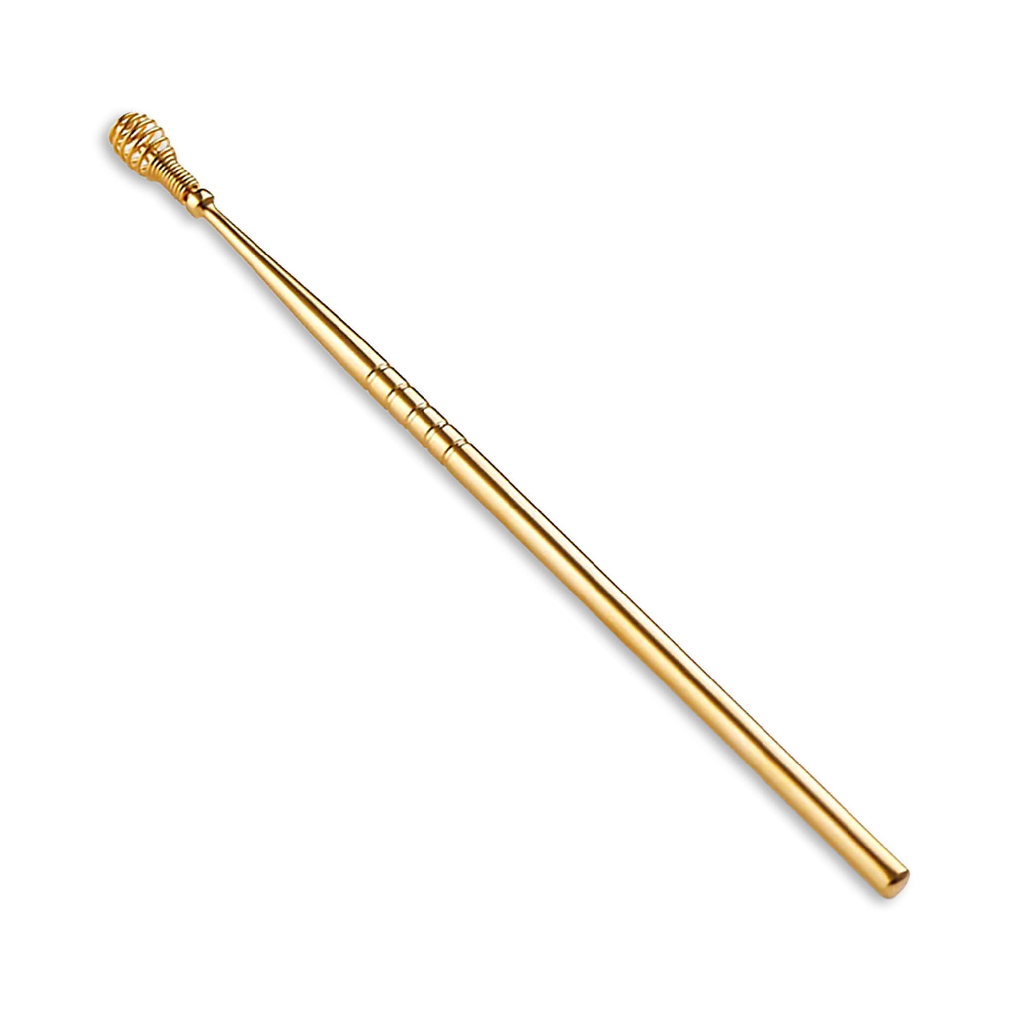 MR.GREEN MR-2161 spiral ear pick – full length gold stainless steel, ergonomic non-slip handle, reusable ear cleaner