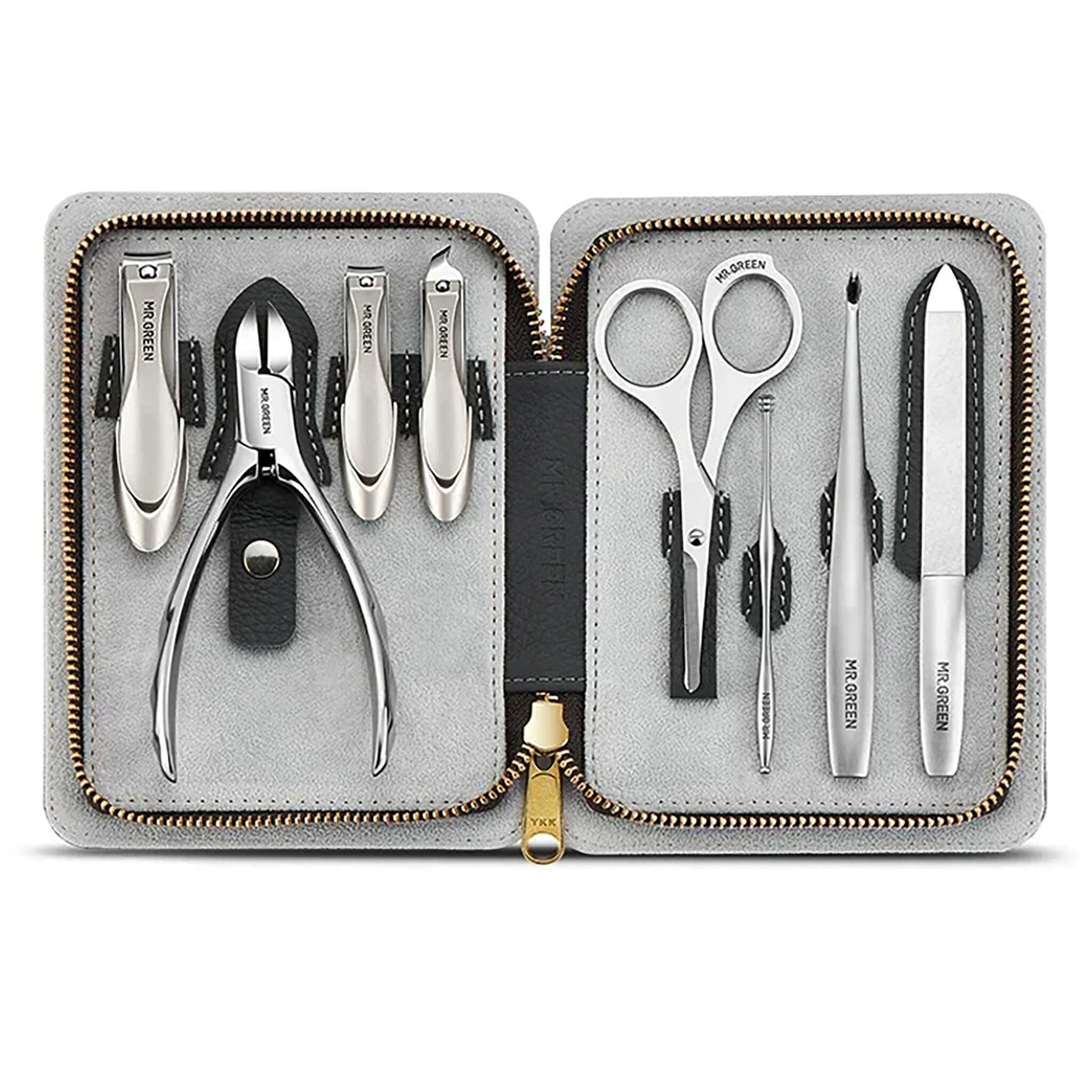MR.GREEN Manicure Set - Morandi Grey Full-Grain Leather Case
