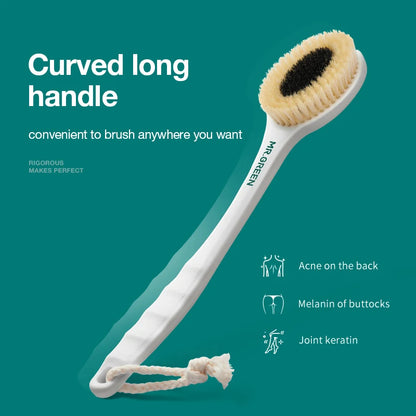 MR.GREEN Long Handle Boar Bristle Bath Brush Eco-Friendly Skin Care