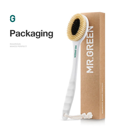 MR.GREEN Long Handle Boar Bristle Bath Brush Eco-Friendly Skin Care