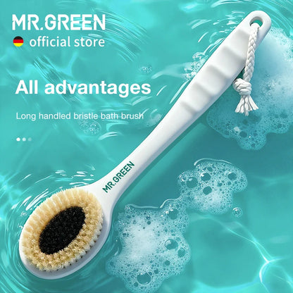 MR.GREEN Long Handle Boar Bristle Bath Brush Eco-Friendly Skin Care