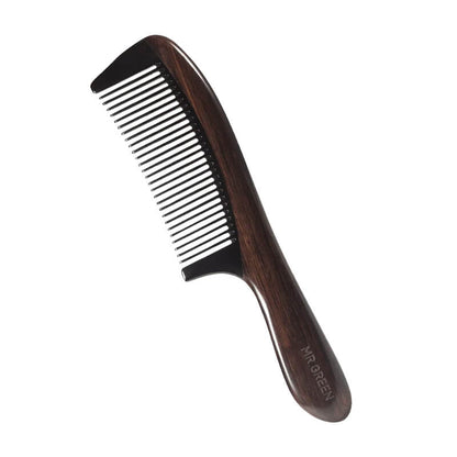 MR.GREEN Mr-7220 NH comb crafted from ebony wood and black horn, anti-static luxury comb for thick and frizz-prone hair.