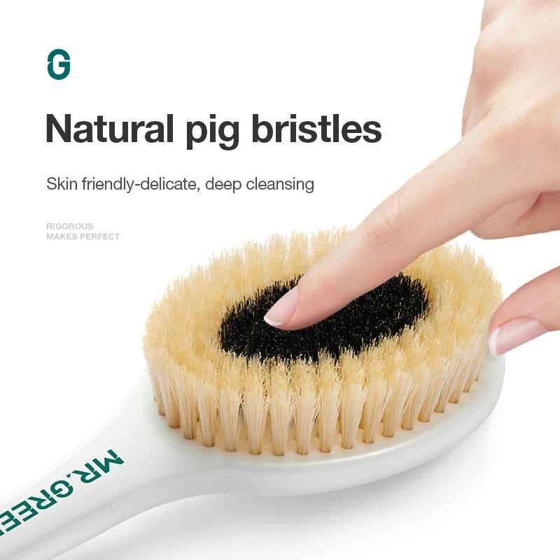 MR.GREEN Long Handle Boar Bristle Bath Brush Eco-Friendly Skin Care