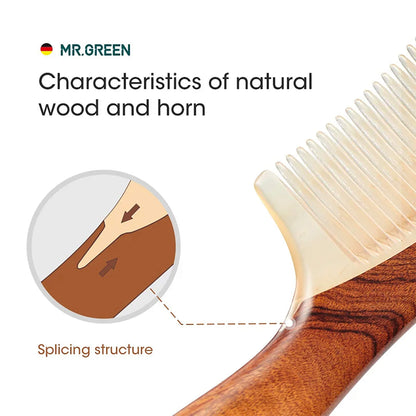 MR.GREEN Natural Wood Comb Horn Spacing Anti-Static