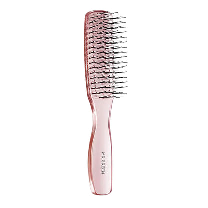 MR.GREEN MR-7505 large crystal-clear pink detangling brush with rounded pins for anti-static, volumizing styling.