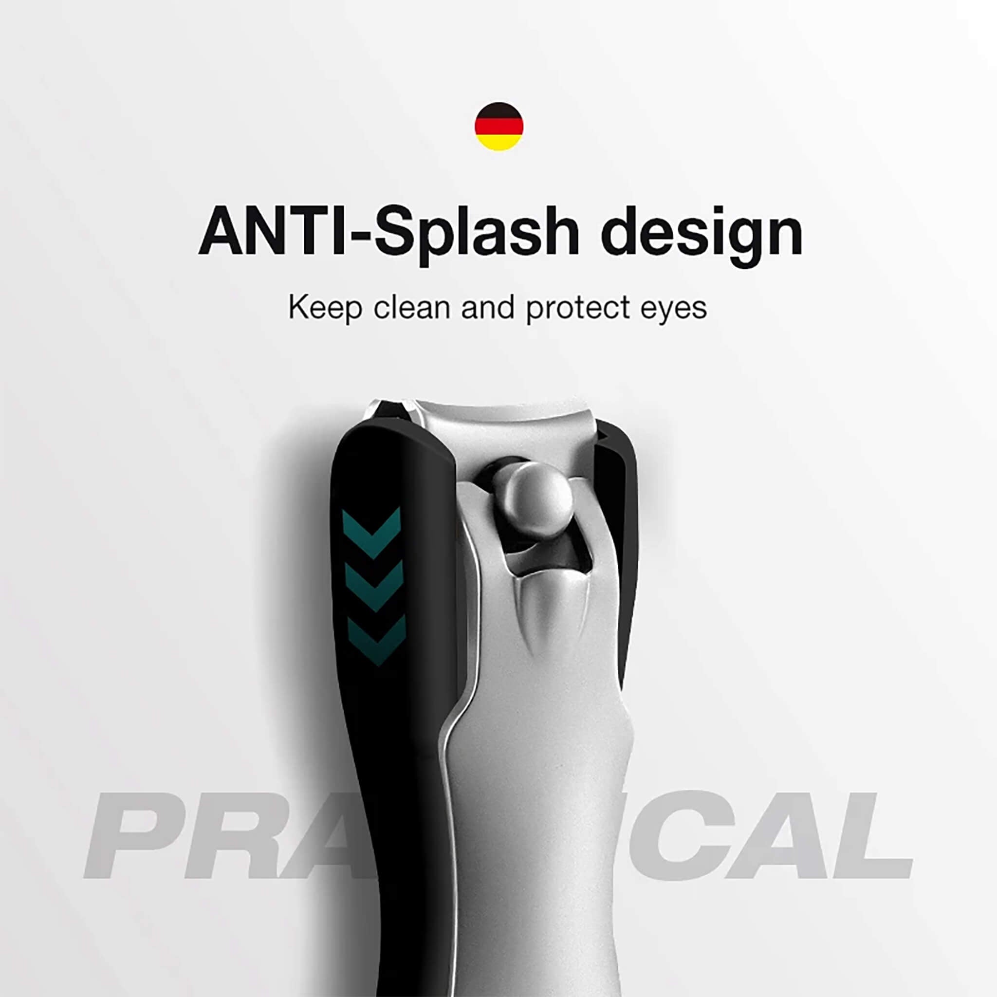 MR.GREEN Anti-Splash Nagelknipser mit schwarzem Silikongriff, Edelstahl, sauberer Schnitt und Augenschutz.