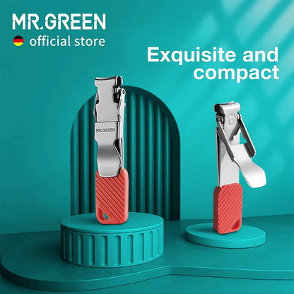 MR.GREEN compact foldable nail clipper with keychain grip, stainless steel; exquisite, compact travel manicure tool