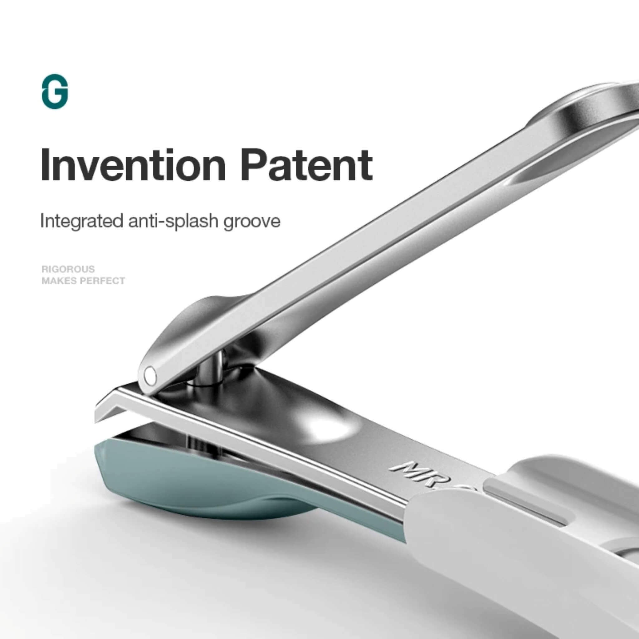 Coupe-ongles fin MR.GREEN en acier inox avec rainure anti-éclaboussures brevetée, coupe nette et hygiénique