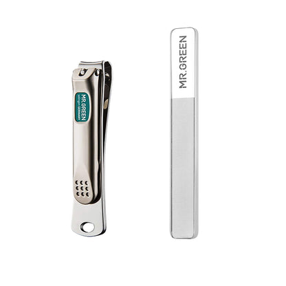 MR.GREEN MR-1113Plus medium nail clipper set with precision glass nail file durable stainless steel