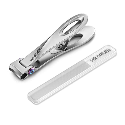 MR.GREEN Mr-9226 large clipper + glass nail file set for thick nails; smooth finish for salon-quality pedicures.