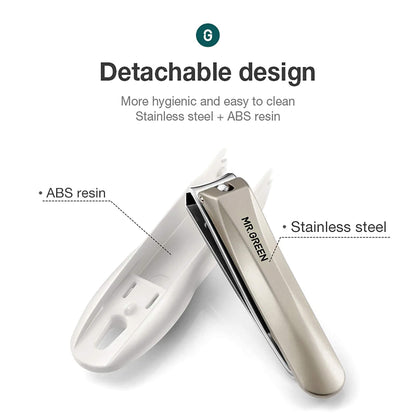 Tagliaunghie MR.GREEN smontabile in acciaio inox e resina ABS più igienico facile da pulire impugnatura ergonomica