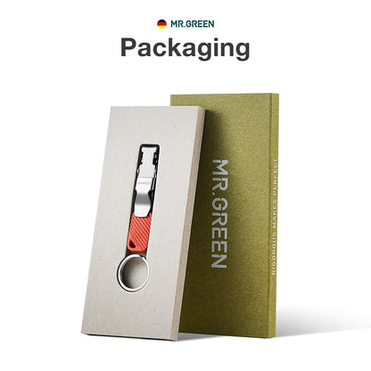 Confezione regalo MR.GREEN tagliaunghie pieghevole con portachiavi; presentazione elegante per viaggio ed EDC