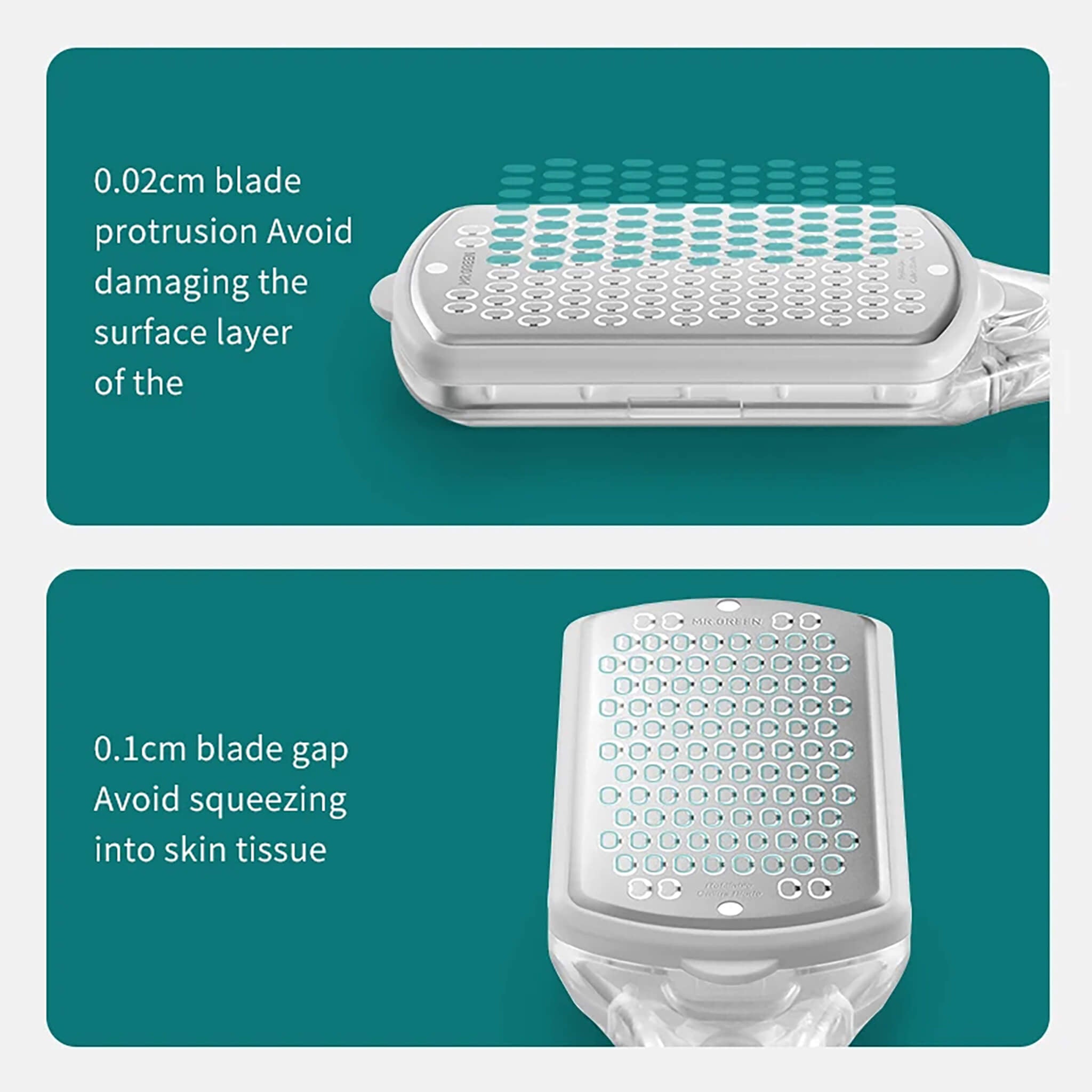 Lixa de pés MR.GREEN micro-lâmina inox 0,02 cm/0,1 cm; remove calos com precisão sem agredir a pele.