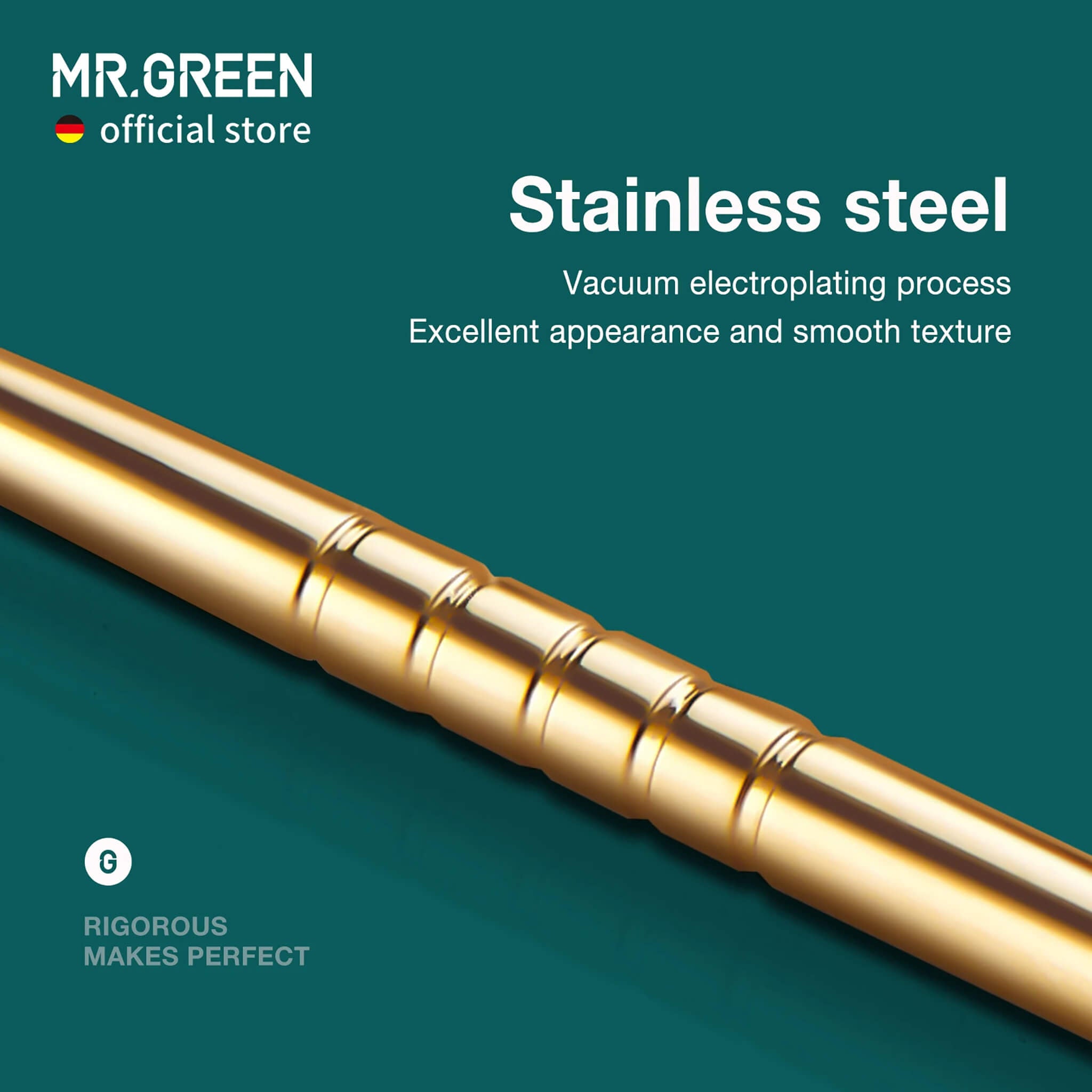 Cure-oreille MR.GREEN MR-2161 en acier inox doré – placage sous vide, finition lisse et durable pour nettoyage délicat