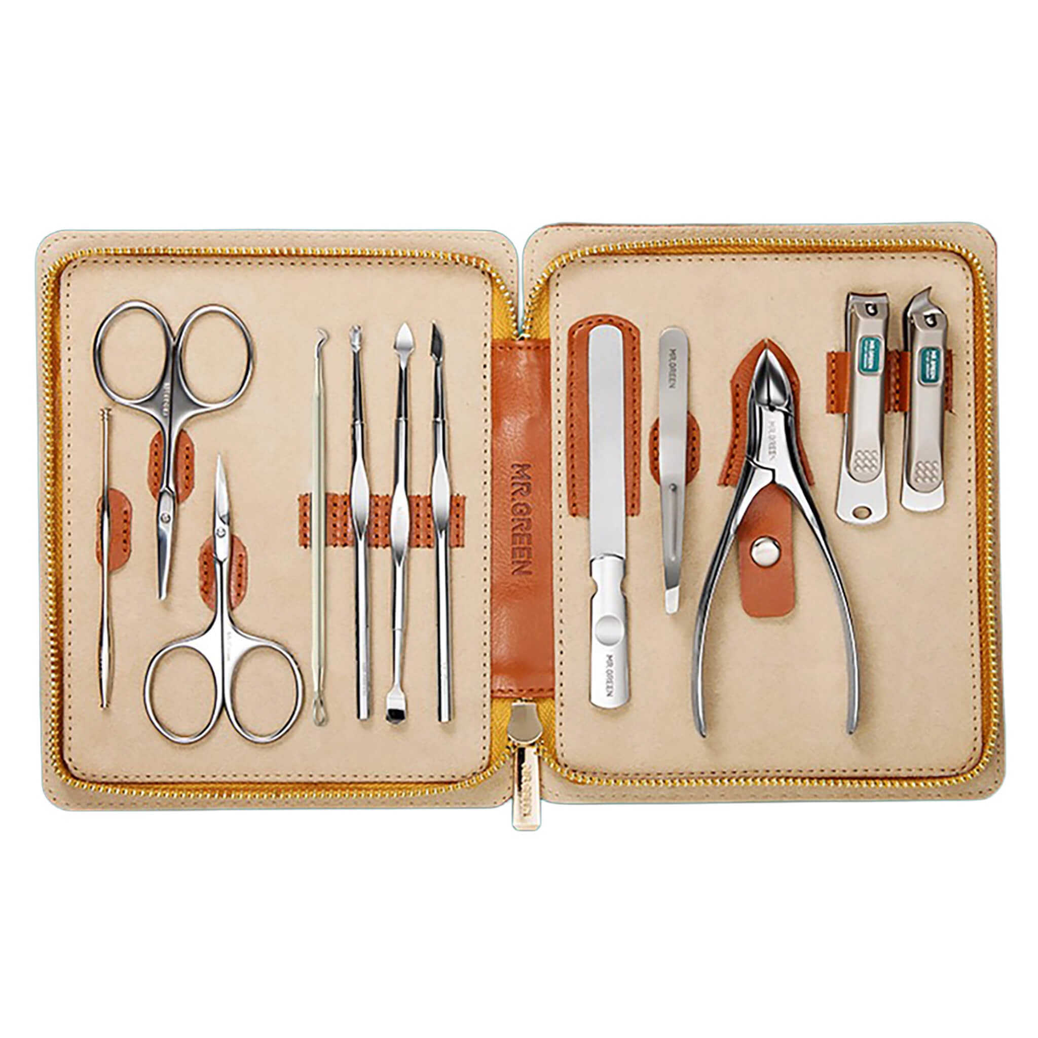 12-in-1 Pro Manicure Set Tools with Leather Case | MR.GREEN