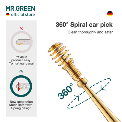 MR.GREEN MR-2161 Spiral-Ohrreiniger 360° – neue Federkonstruktion, gründliche und sichere Reinigung des Gehörgangs