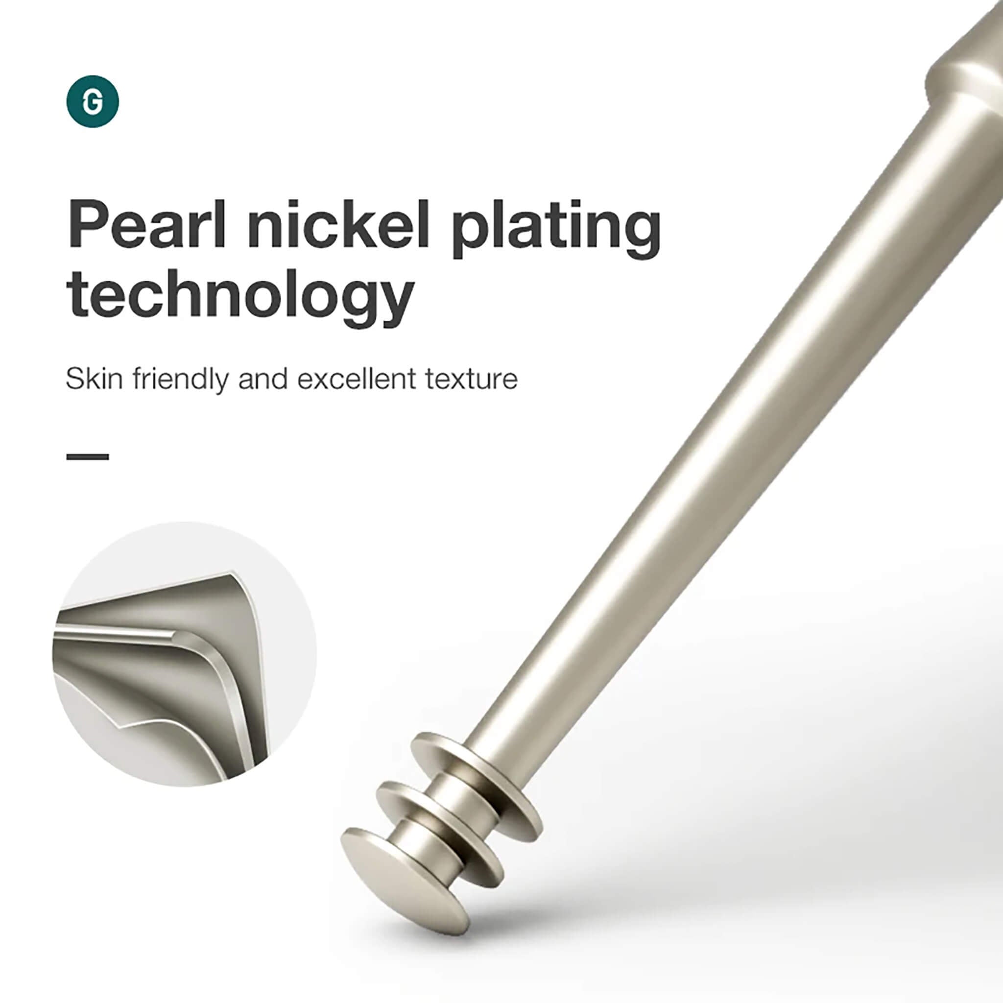 MR.GREEN Ohrenschmalz-Entferner mit Perlnickel-Beschichtung; glatte, hautfreundliche Oberfläche, langlebig und hygienisch.