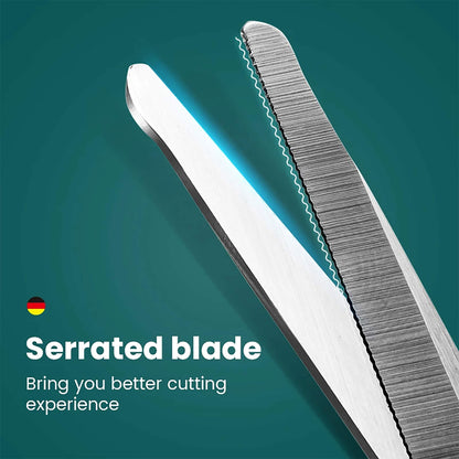 MR.GREEN Nasenhaarschere aus Edelstahl, gezahnte Klinge und Sicherheitsrundspitze für rutschfreien, präzisen Schnitt.