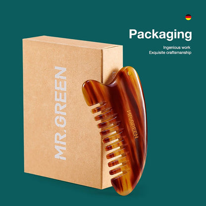 Confezione MR.GREEN – pettine in corno di bue artigianale, idea regalo per cura capelli e massaggio rilassante