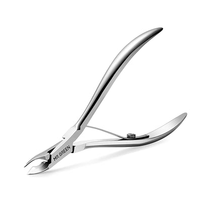 MR.GREEN cuticle nipper MR-1038, stainless steel with 5 mm slant blade and symmetric spring; clean white packshot for pro manicure care.